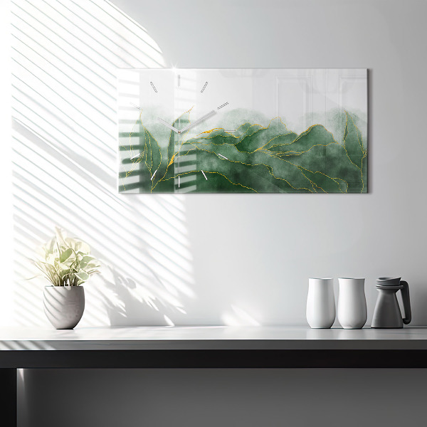 Zegar szklany poziomy Abstrakcja liście