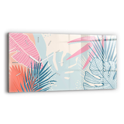 Zegar szklany poziomy Pastelowe liście