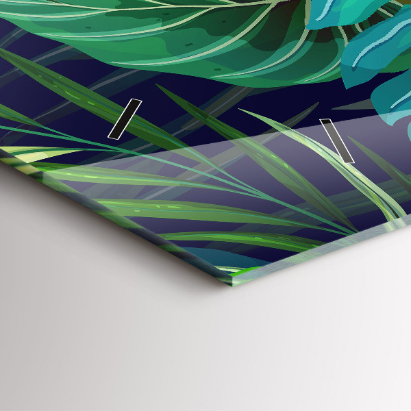 Zegar szklany poziomy Egzotyczne liście