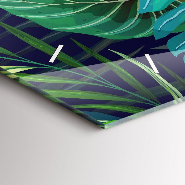 Zegar szklany poziomy Egzotyczne liście