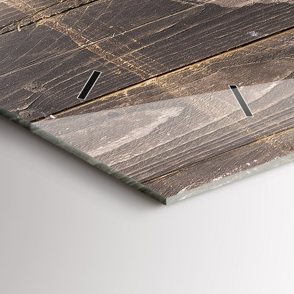 Zegar szklany poziomy Mapa świata na drewnie