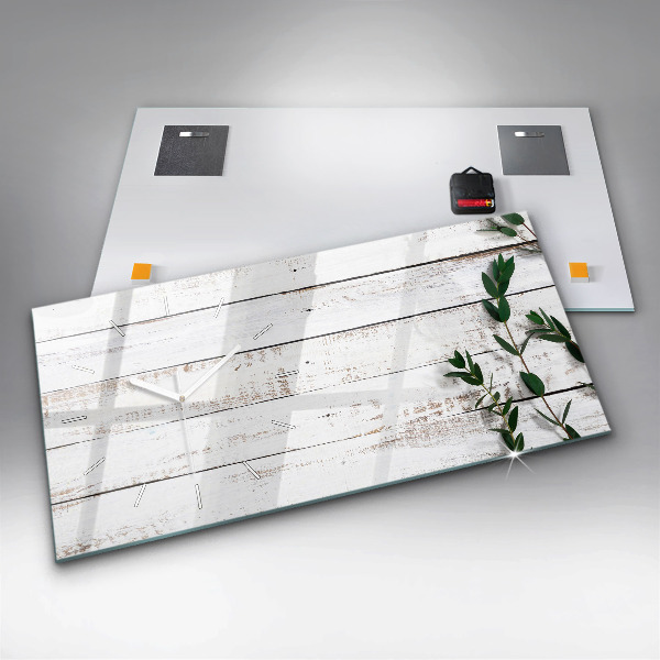 Zegar szklany poziomy Drewniane deski