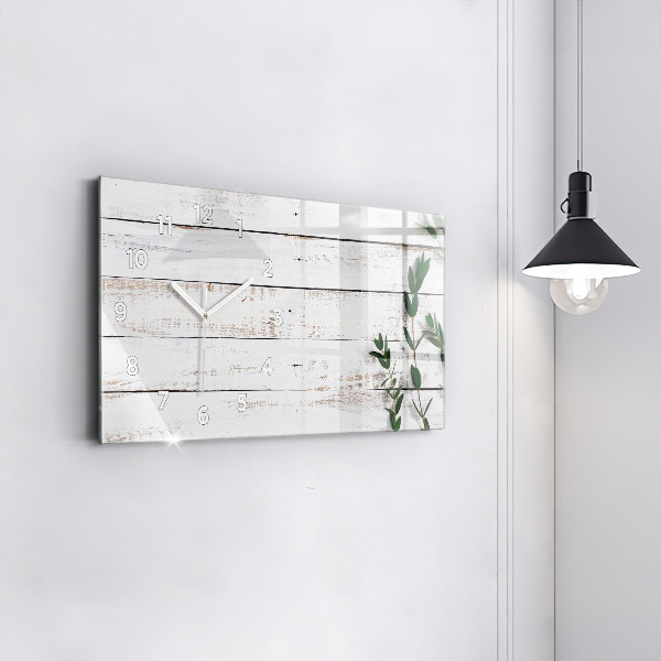 Zegar szklany poziomy Drewniane deski
