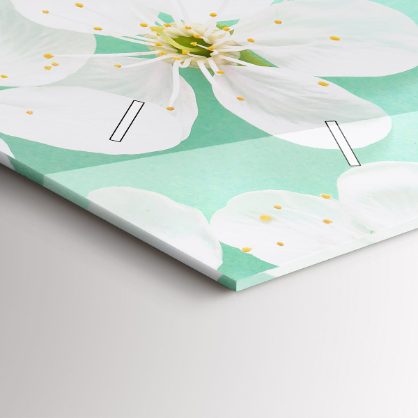 Zegar szklany poziomy Kwitnące stokrotki