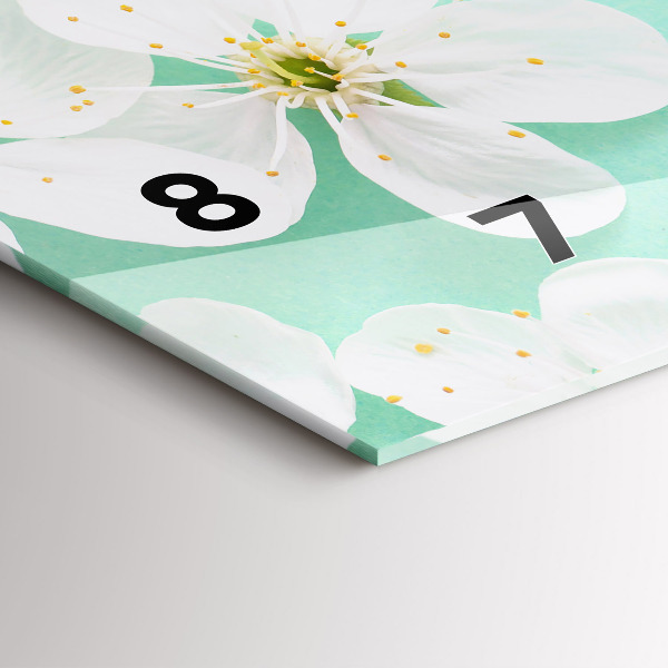 Zegar szklany poziomy Kwitnące stokrotki