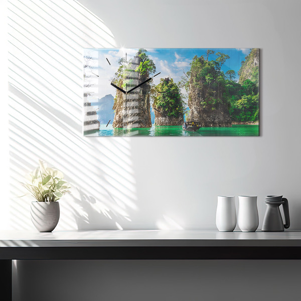 Zegar szklany poziomy Jezioro drzewa natura