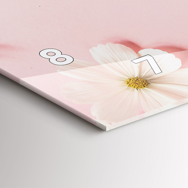 Zegar szklany poziomy Kwiaty stokrotki