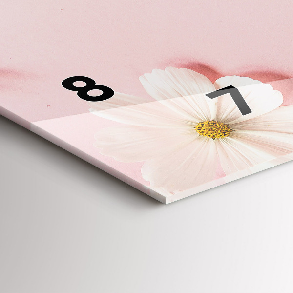 Zegar szklany poziomy Kwiaty stokrotki