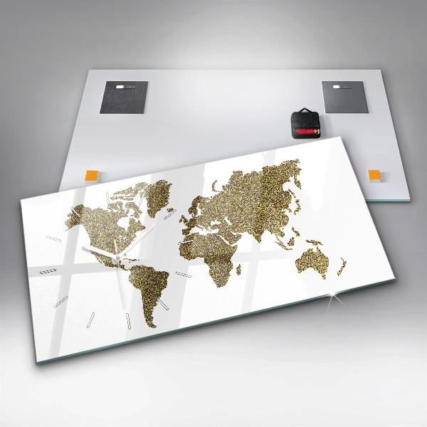 Zegar szklany poziomy Mapa świata