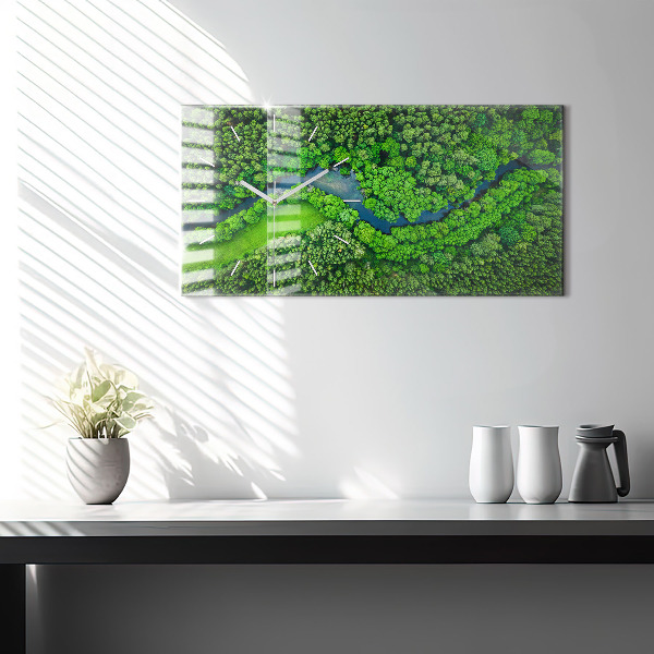 Zegar szklany poziomy Rzeka w lesie