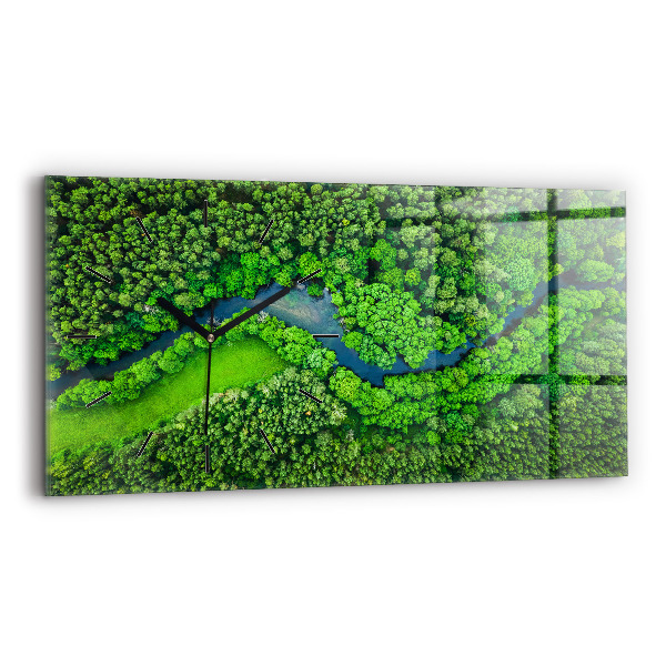 Zegar szklany poziomy Rzeka w lesie