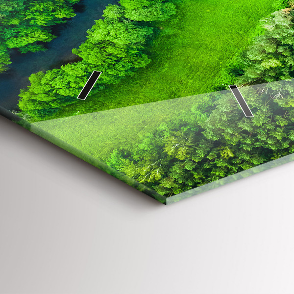 Zegar szklany poziomy Rzeka w lesie