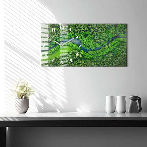 Zegar szklany poziomy Rzeka w lesie