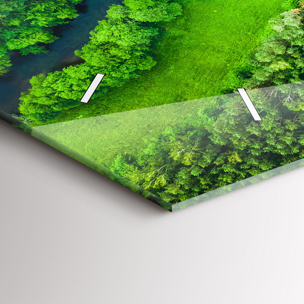 Zegar szklany poziomy Rzeka w lesie