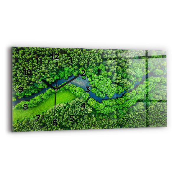 Zegar szklany poziomy Rzeka w lesie