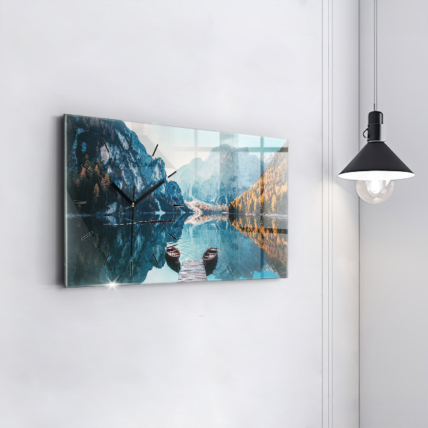 Zegar szklany poziomy Łódki na jeziorze