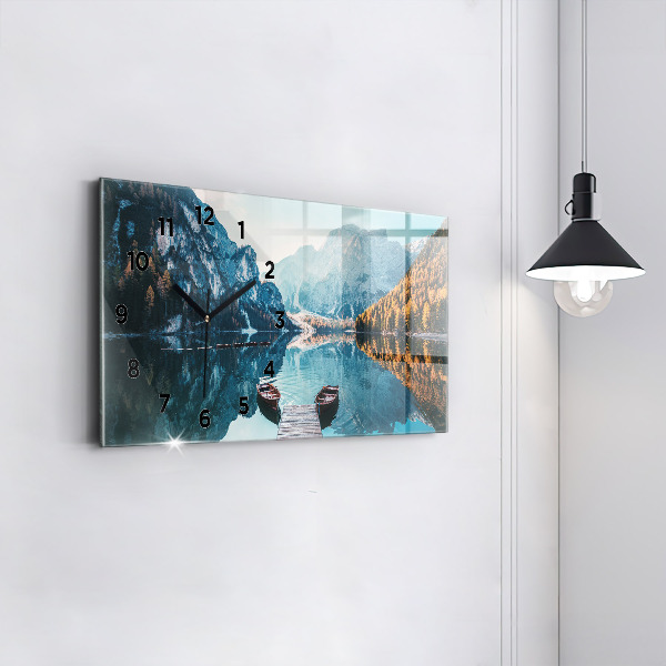 Zegar szklany poziomy Łódki na jeziorze