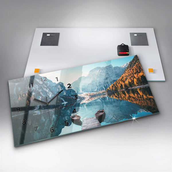 Zegar szklany poziomy Łódki na jeziorze