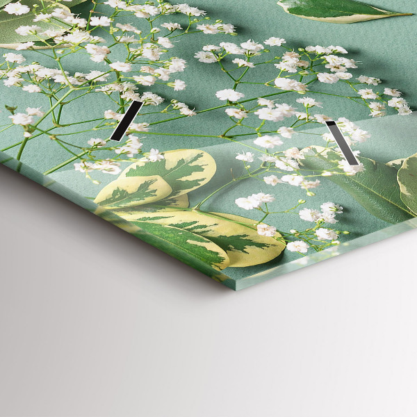 Zegar szklany poziomy Kwiaty delikatne