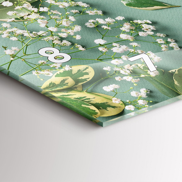 Zegar szklany poziomy Kwiaty delikatne