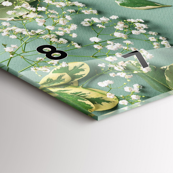 Zegar szklany poziomy Kwiaty delikatne