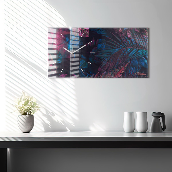 Zegar szklany poziomy Egzotyczne kwiaty