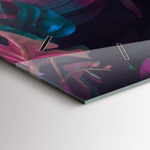 Zegar szklany poziomy Egzotyczne kwiaty