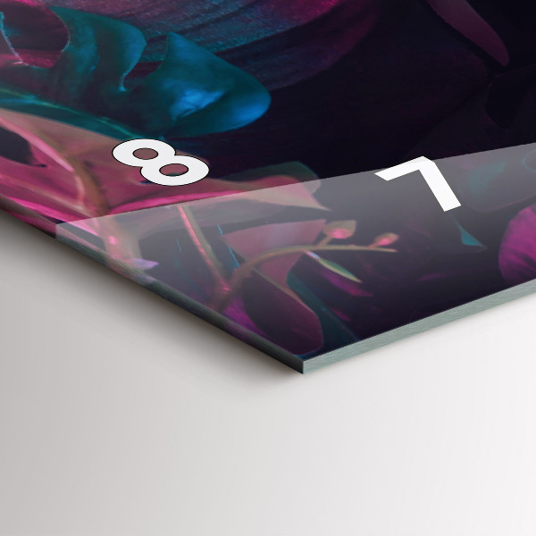 Zegar szklany poziomy Egzotyczne kwiaty