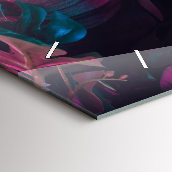 Zegar szklany poziomy Egzotyczne kwiaty