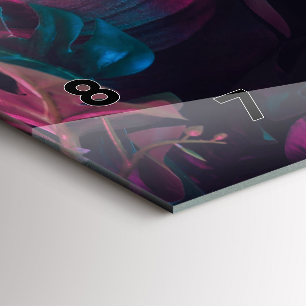 Zegar szklany poziomy Egzotyczne kwiaty