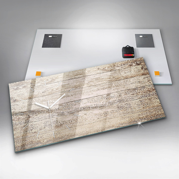 Zegar szklany poziomy Drewniane panele