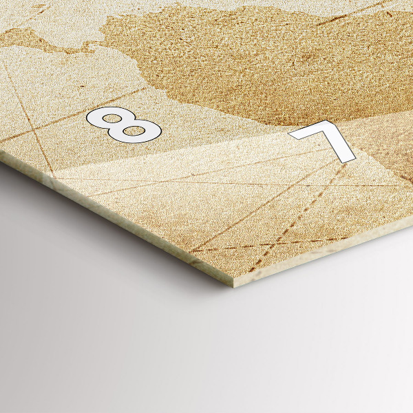 Zegar szklany poziomy Mapa świata vintage