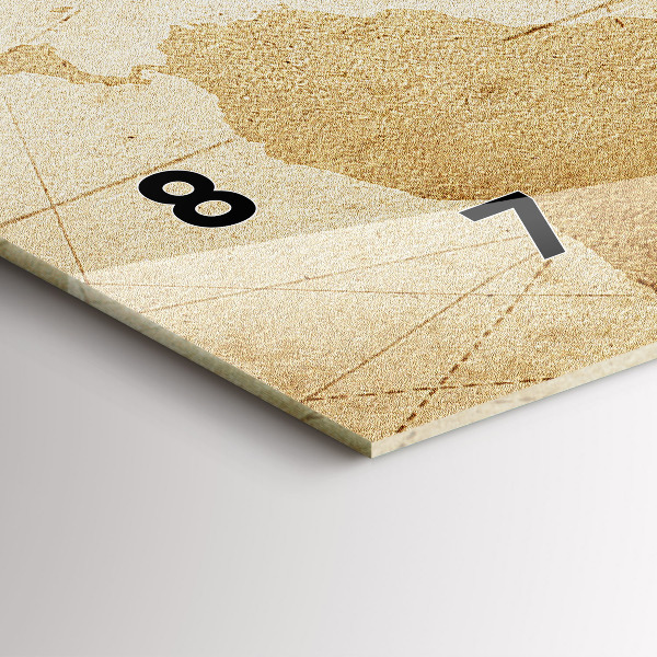 Zegar szklany poziomy Mapa świata vintage