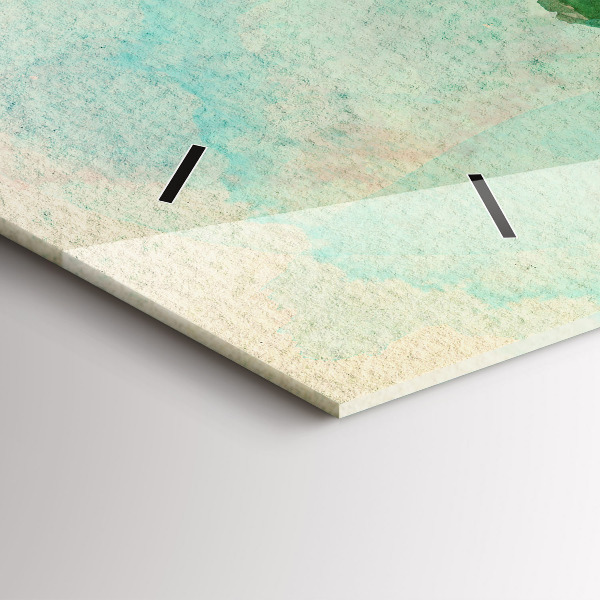 Zegar szklany poziomy Akwarela mapa świata