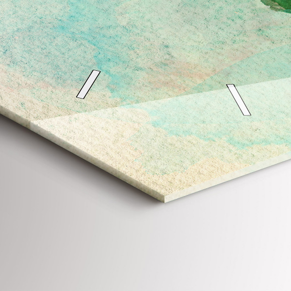 Zegar szklany poziomy Akwarela mapa świata