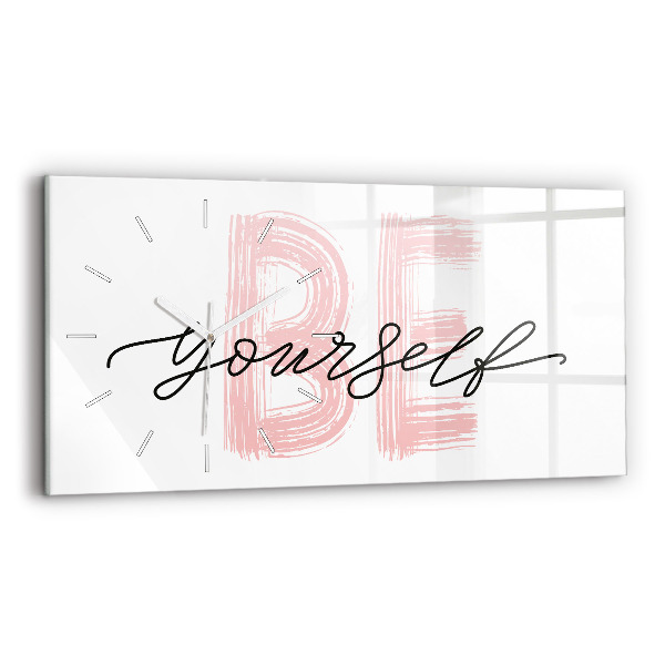 Zegar szklany poziomy Napis Be yourself