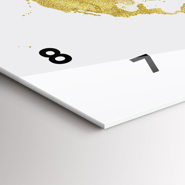 Zegar szklany poziomy Złota mapa świata