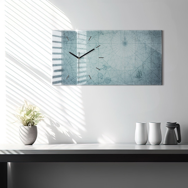 Zegar szklany poziomy Vintage Mapa