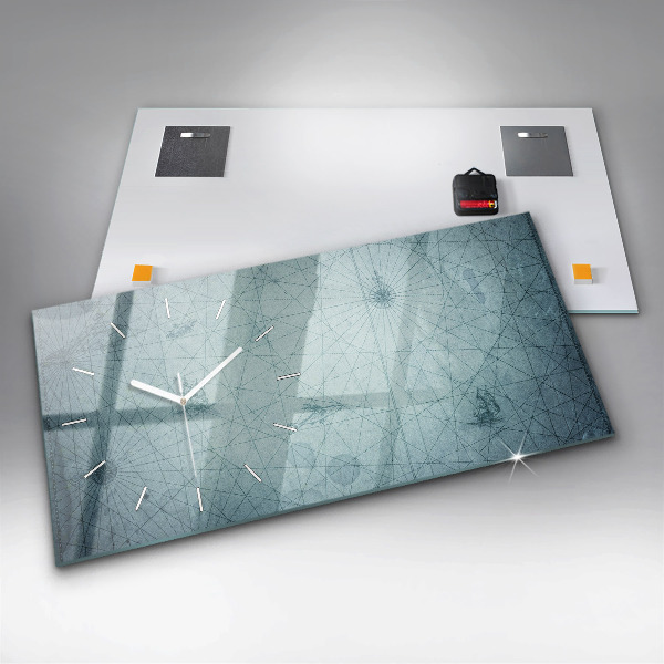 Zegar szklany poziomy Vintage Mapa