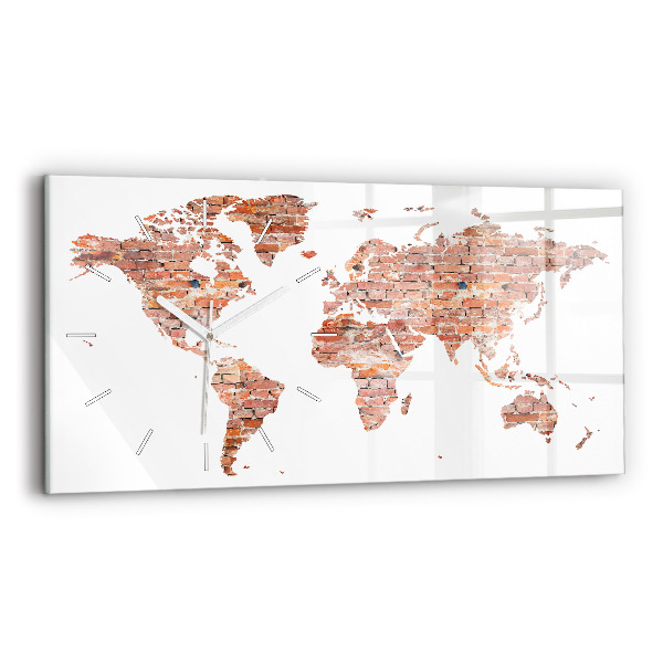 Zegar szklany poziomy Stara mapa z cegły