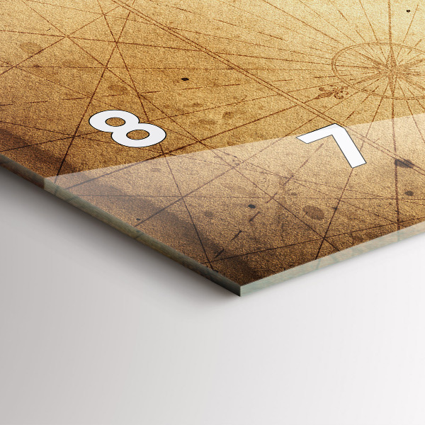 Zegar szklany poziomy Stara mapa świata