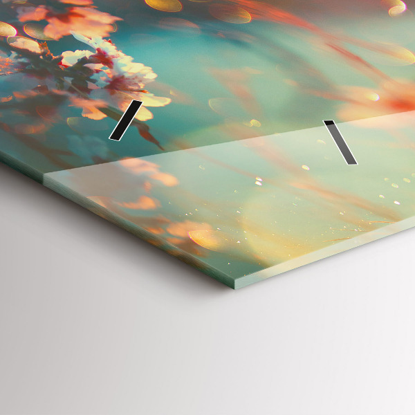 Zegar szklany poziomy Wiosenne kwiaty