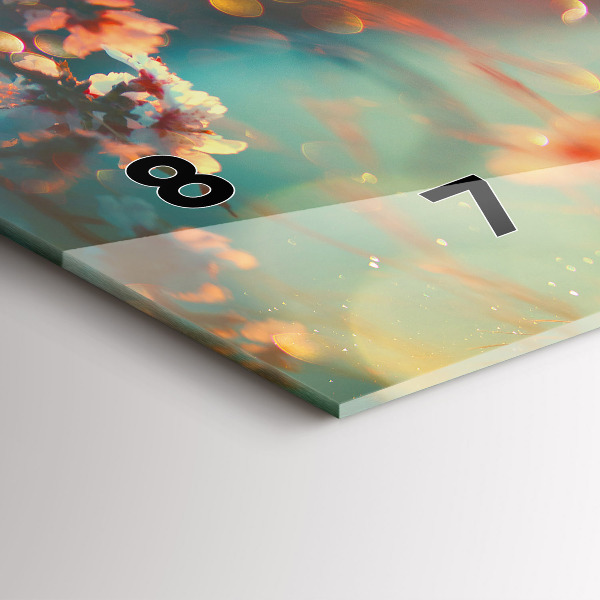 Zegar szklany poziomy Wiosenne kwiaty