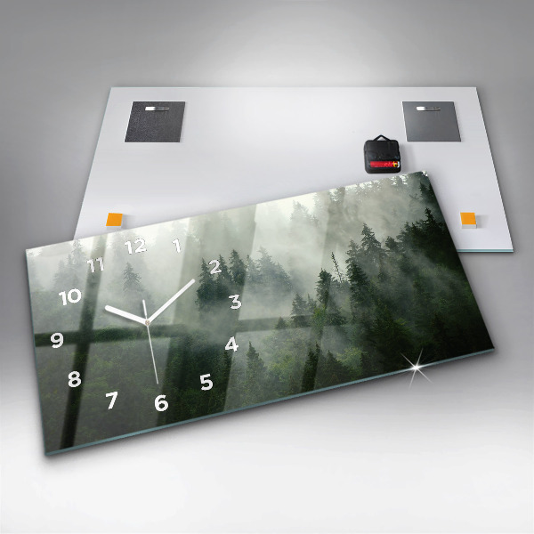 Zegar ścienny poziomy Mglisty las