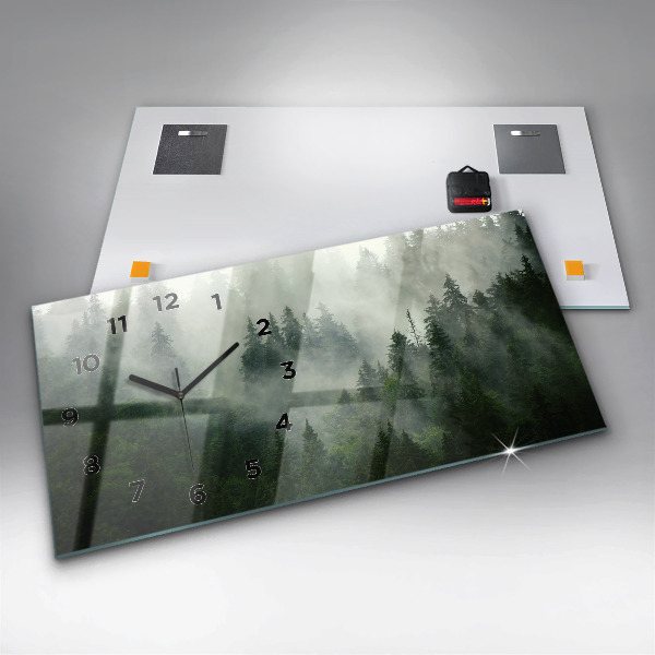 Zegar ścienny poziomy Mglisty las
