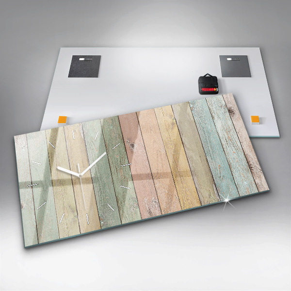 Zegar ścienny poziomy Kolorowe deski