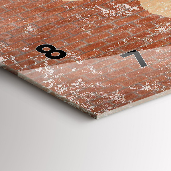 Zegar ścienny poziomy Mapa Świata na cegle