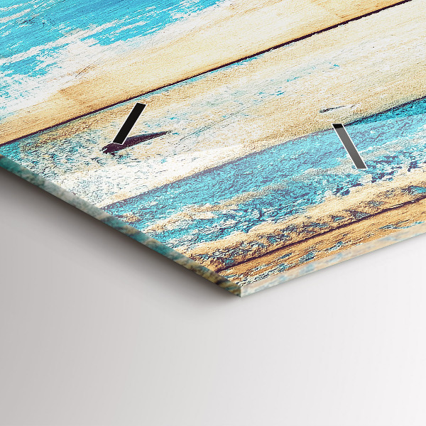 Zegar ścienny poziomy Porysowane drewno