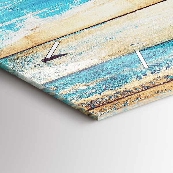 Zegar ścienny poziomy Porysowane drewno