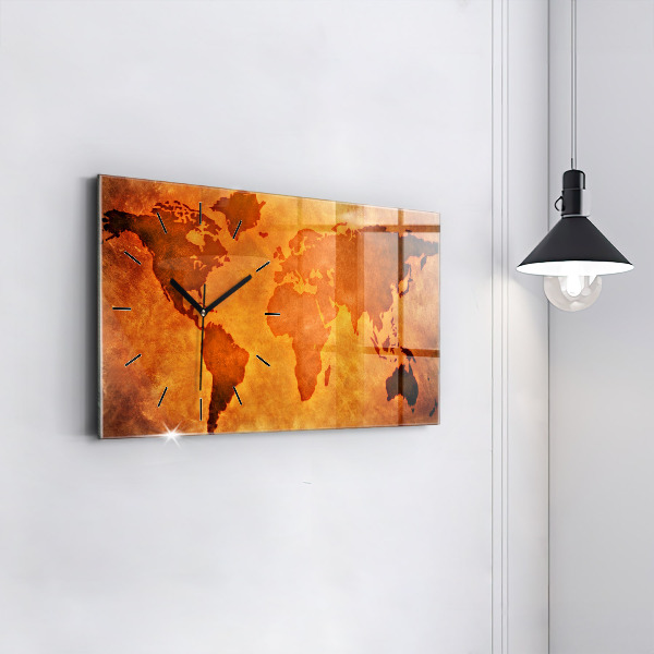 Zegar ścienny poziomy Duża mapa świat